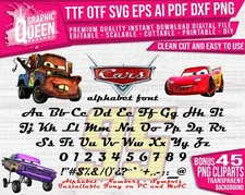 Cars font TTF OTF plus logo 45 PNG Clipart Cars Alphabet SVG digital file Cricut
