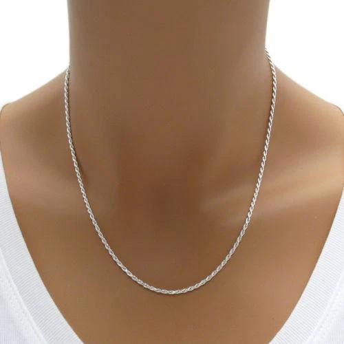 1.5MM Solid 925 Sterling Silver Italian DIAMOND CUT ROPE CHAIN Necklace Italy