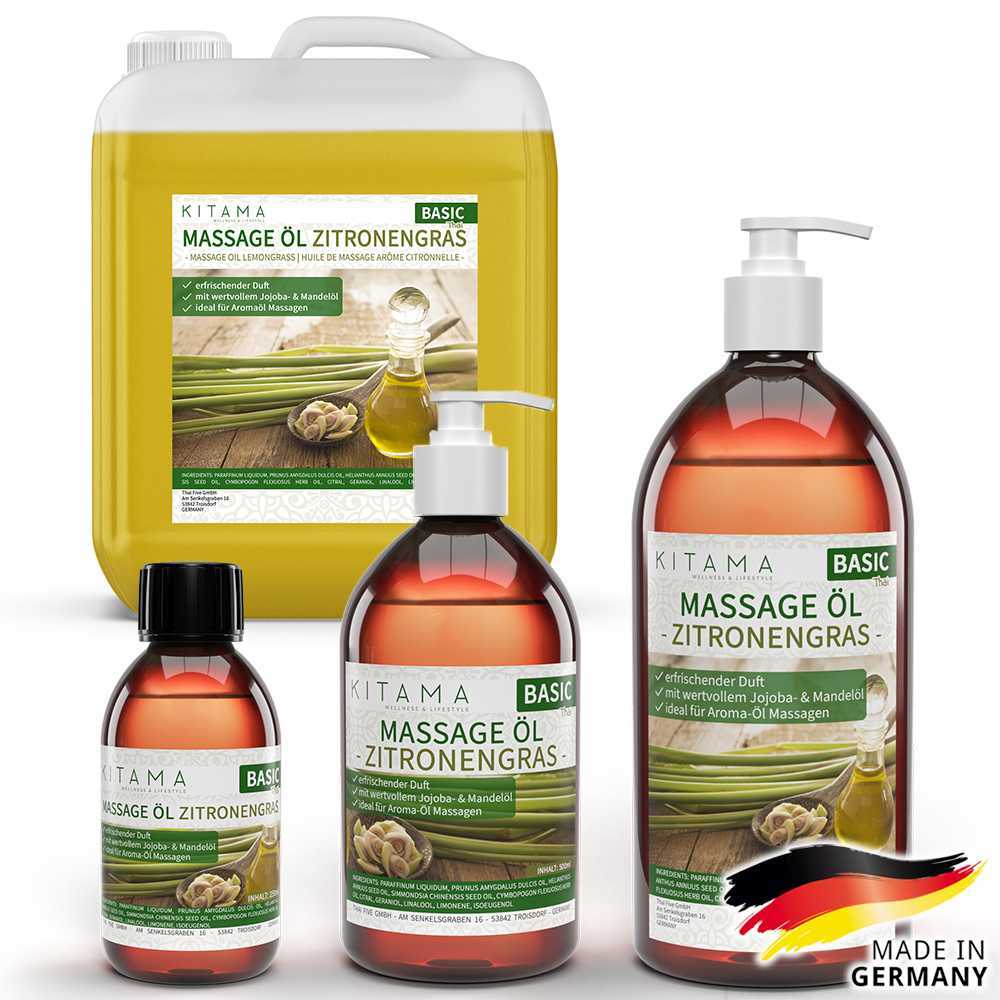 Kitama Massageöl Aroma-Öl Zitronengras Lemongrass für Thai-Massage Wellness Spa