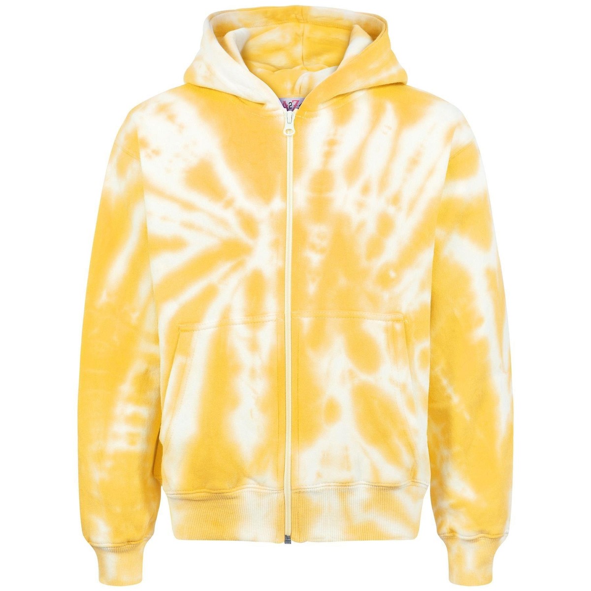 Kids Girls Tie Dye Print Mustard Fleece Hoodie Zip Up Style Zipper Age 5-13  Year