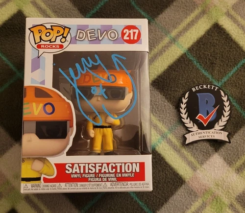 Gerald Casale signed Devo Satisfaction Funko Pop Rocks Toy Beckett COA #BK94819