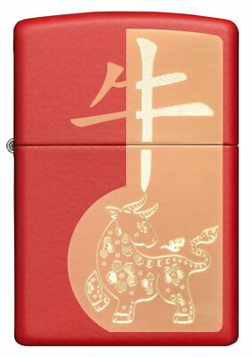 Zippo Windproof Red Matte Year Of The Ox Lighter, 49233, New In