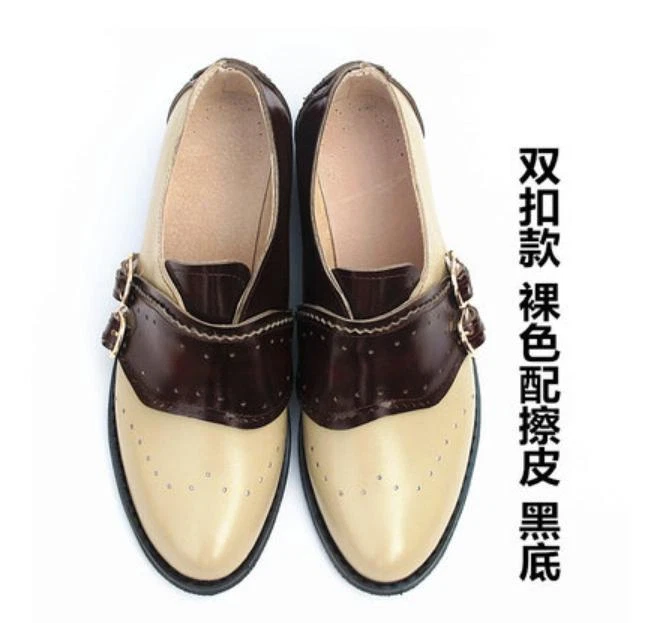 Mujer Retro Brogue Empalme Hebilla Mocasines Zapatos Planos Punta Punta Punta Moda 44 Foto 4 de 4