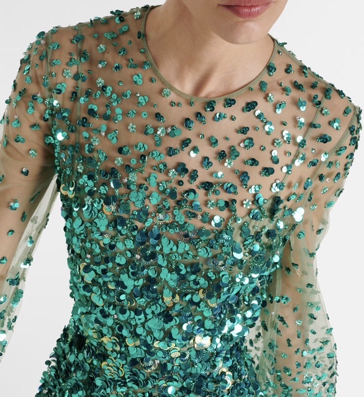 Valentino ラメドレス　グリーン Valentino Green Embellished Tulle Gown dress - BNWT -RRP