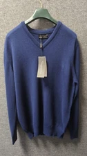 Hawick Knitwear Knitted V Neck Jumper Blue UK L LN141 QQ 13