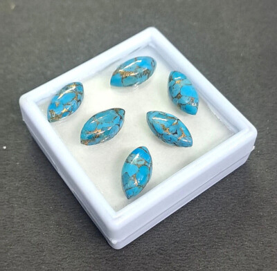 [WHOLESALE] NATURAL BLUE COPPER TURQUOISE CABOCHON MARQUISE SHAPE LOOSE GEMSTONE