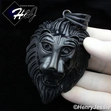 MEN Stainless Steel SUPER HUGE HEAVY Black Plated 3D Lion King Face Pendant*B131