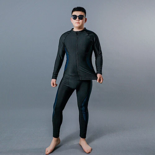 Quick Dry 2PCS Rash guards Mens Swimsuit Long Sleeve Swimming Suit Set Plus size - Picture 7 of 7