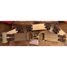 NWT Chico's Size M Amador Stitch Belt Brown and Copper Metallic Gold Retail 79 