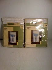 DESIGNABLES Curtain VALANCE Lot of 2  ~ 60'' W X 14'' L ~ WHITE/NAVY TRIM SAMMIE