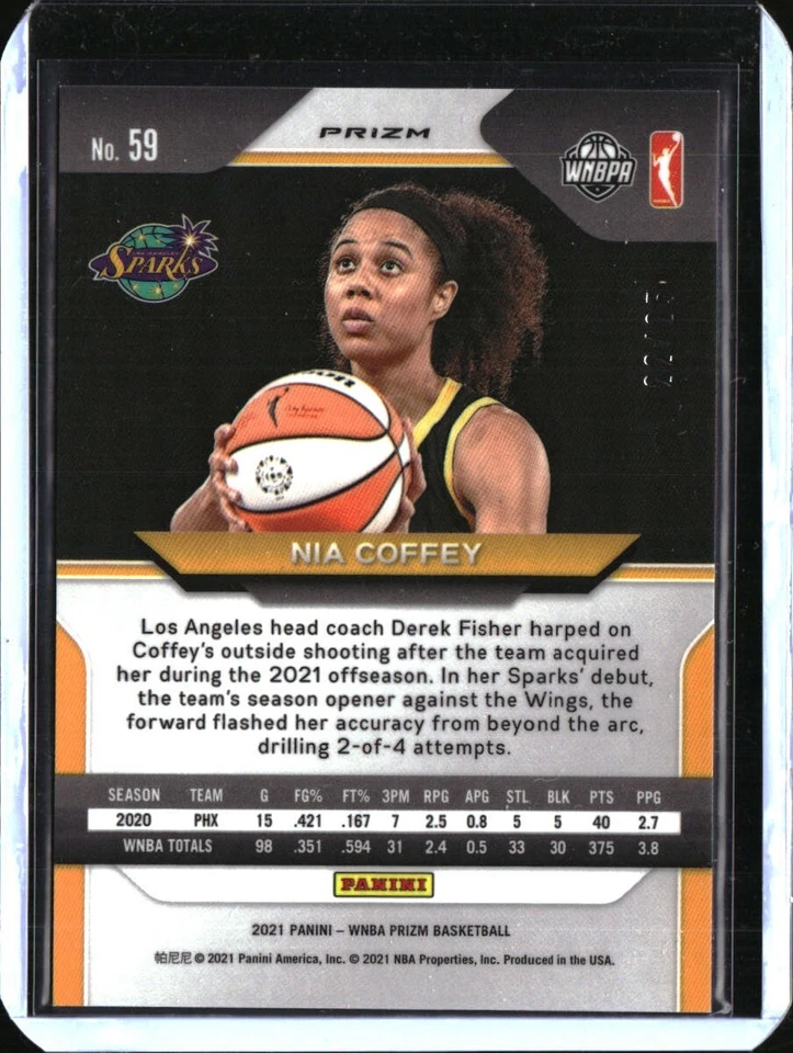 2021 Panini Prizm WNBA 25th Anniversary #59 Nia Coffey Los Angeles Sparks 22/25 - Image 2 of 2