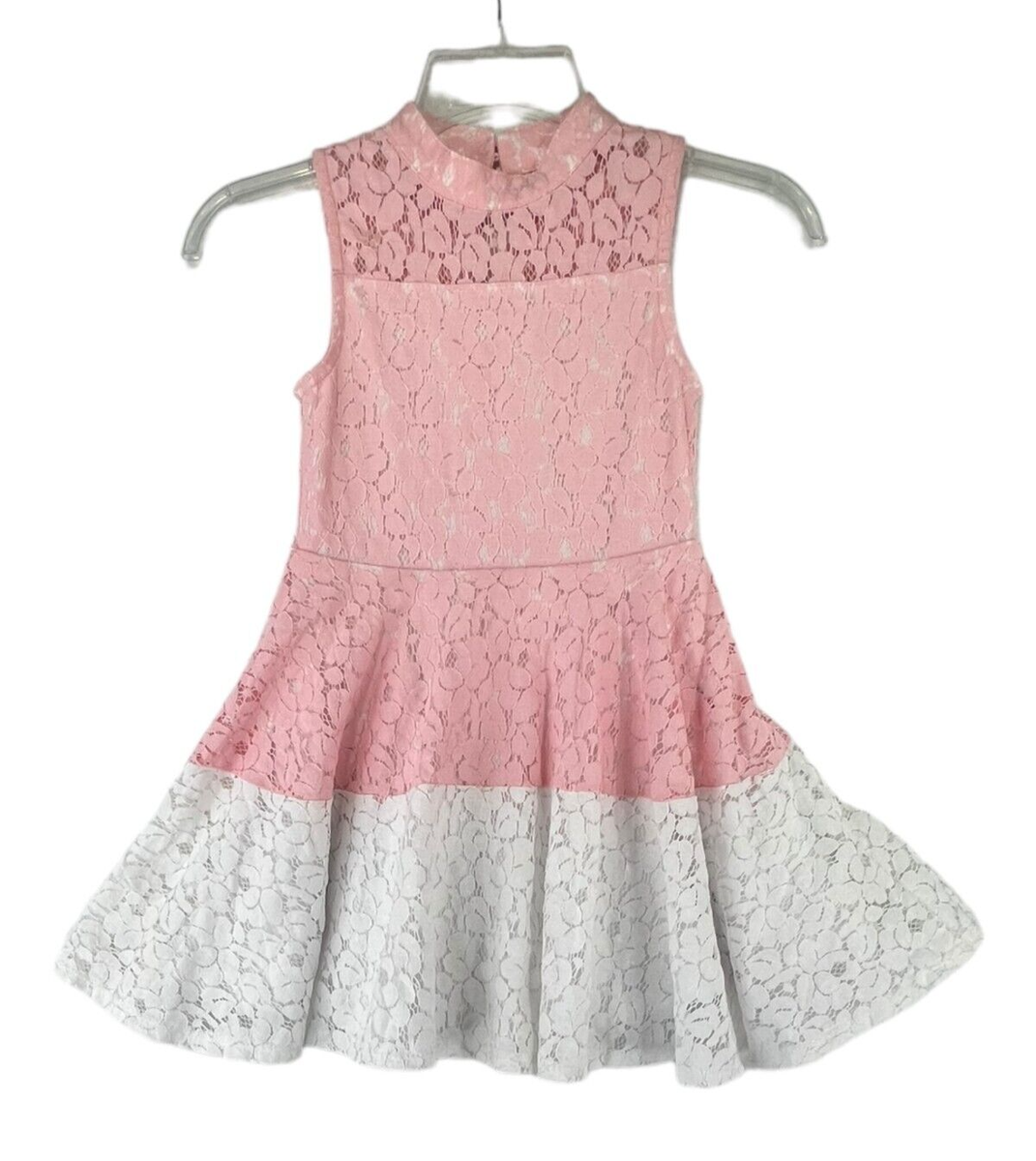 Knit Works Girl Size Dress Pink White Sleeveless Tulle Bottom