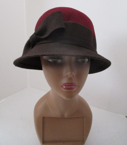 Damen Wolle Flapper Stil Mütze Burgund & Braun Kariert Halstuch Neu - Bild 23 von 24
