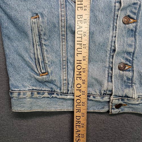 VTG 90s Levis Denim Trucker Jacket Youth Large Blue Mens Small USA 16 18 Boys - Picture 5 of 16