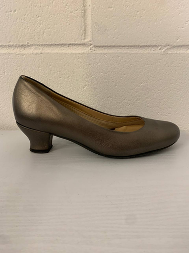 Hotter Shoes Size 5.5 Pewter Leather Lined Cushioned Heeled Shoes EU 38.5