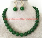 AAA+ 8/10/12mm Natural Green Jade Round Gemstone Beads Necklace Earring Set