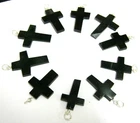 Three Black Tourmaline Cross Pendants Crystal Healing Wellness Gift Fashion Luck