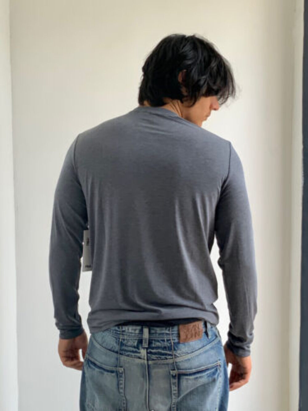 T shirt uomo Fila grigio antracite manica lunga nuova con etichetta