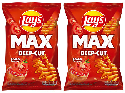 2 LAYS MAX DEEP CUT SALSA Flavor Potato Chips Crisps Snacks 120g 4.2oz