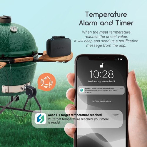 INKBIRD WiFi Bluetooth Grillgebläse ISC-027BW Wiederaufladbar BBQ Thermometer CF - Bild 9 von 19