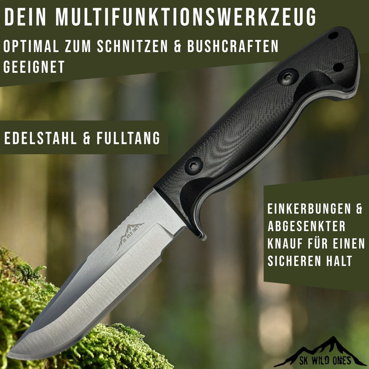 Outdoor-Messer Full-Tang Taschenmesser Bushcraftmesser Kydex