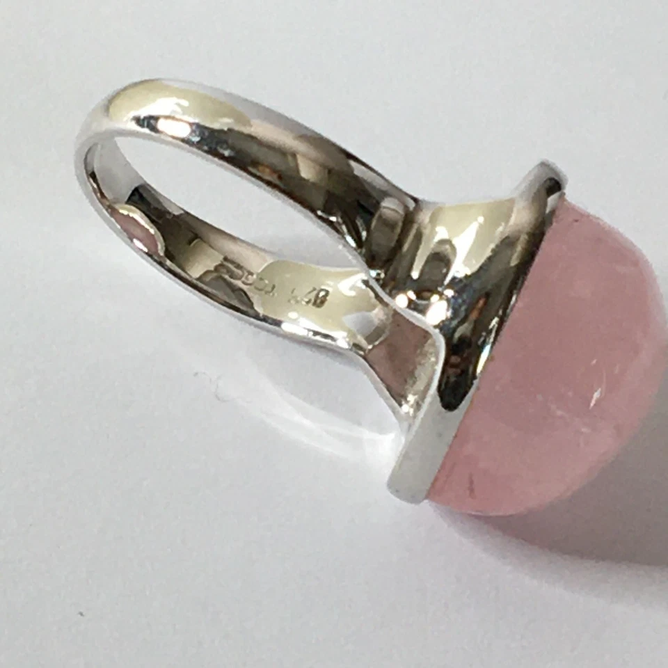 Fabulous Huge 18.91 Carat Cabochon Morganite 925 Sterling Silver Ring - Size 5 - Image 4 of 4