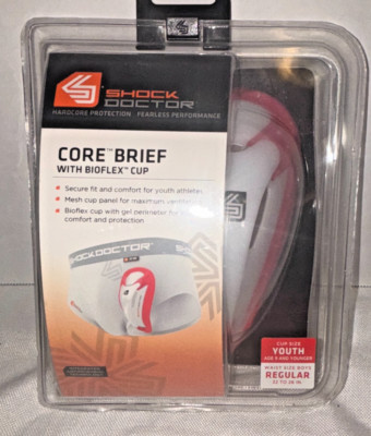 Shock Doctor Core Brief With Bioflex Protective Cup- Boys Medium- Cup Size Small
