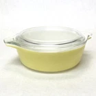 Vintage Pyrex #471-B 1 Pint Round Casserole Dish in Chartreuse with Clear Lid