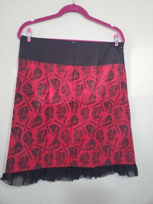Red Skirt Anatomical Heart Switchblade Pattern Sourpuss Goth 2xl