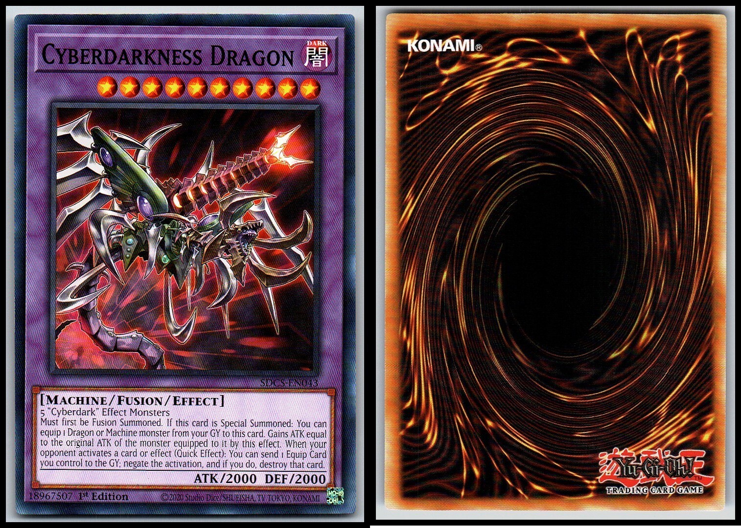 CYBERDARKNESS DRAGON SDCS-EN043 1st Edition YuGiOh Card