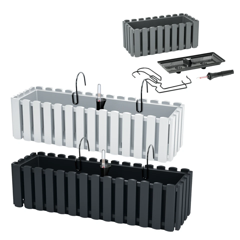 Blumenkasten mit Halter Balkonkasten Mit Bewässerungssystem (3Farben; 2 Größen) - Bild 2 von 2