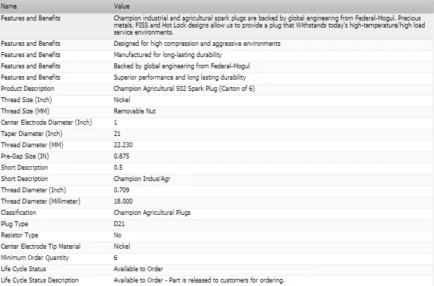 Paquete de 6 bujías industriales Champion para 1930 PONTIAC MODELO 6-30 B L6-3,3 L Foto 4 de 4