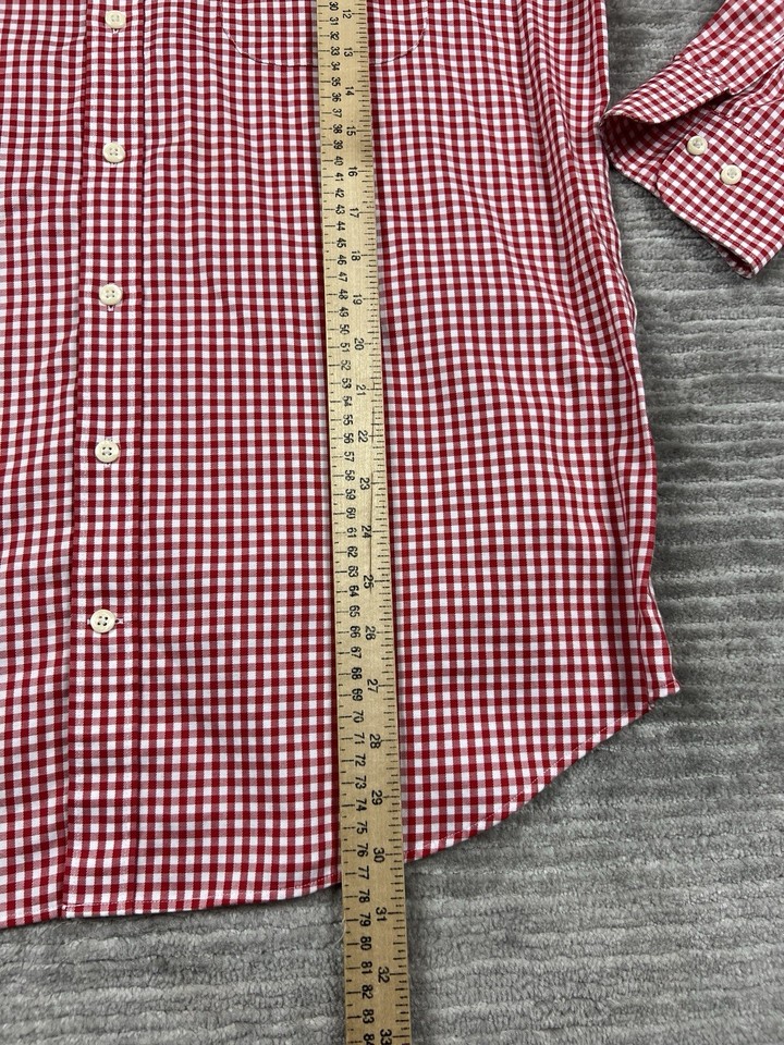 Peter Millar Shirt Mens Large Red Check Nanoluxe Embroidered Samford