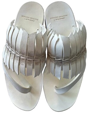 Officine Creative Beautiful White Leather Sandals 38 Made in Italy