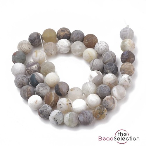 25 Bamboo Leaf Agate Round Gemstone Frosted Beads 8mm Jewellery Making GS166 - Picture 4 of 7