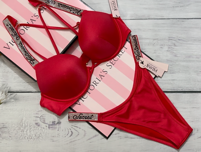 Victoria's Secret Logo Shine Strap Swim Bombshell Add-2-cups