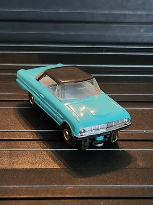 Aurora Tjet Ho Slot Car 1354 Turquois 1963 Ford Falcon Sprint Black Hardtop
