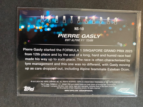 Pierre Gasly – 2024 Topps Paddock Pass Nightscapes #NS-10 – Alpine - Picture 2 of 2