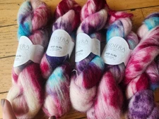Lot of 6 skeins Italian luxury yarn Gedifra Super kidmohair/ alpaca Suri/silk