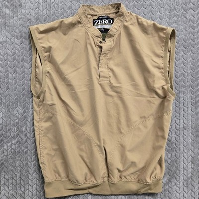 Zero Restriction Mens Lightweight Golf Vest Tan Khaki Microfiber Mock Neck Large