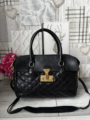 Schöne Marc Jacobs Rudi Barock gesteppt schwarz Leder Umhängetasche Handtasche