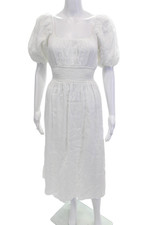 Faithfull The Brand Womens Scoop Neck Short Sleeve Long Dress White Size 02