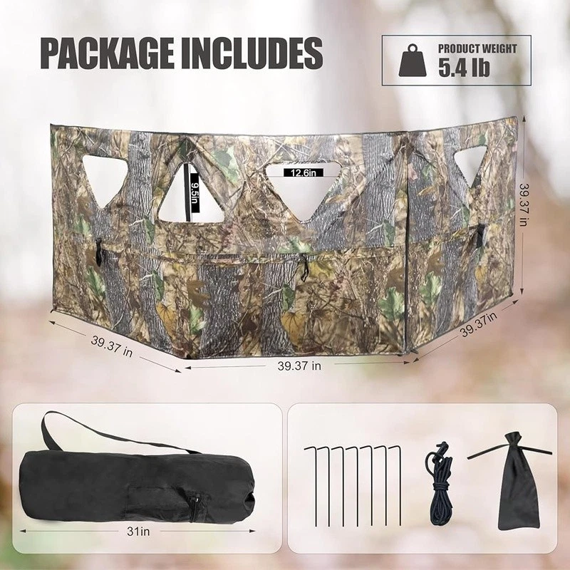 One Way See Through Camouflage Deer Blind Pop Up Ground Hunting Tent 3 Sided New - Image 3 of 4