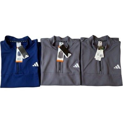Adidas Mens Performance Quarter Zip Pullover Sweatshirt XL 2XL Gray Blue New
