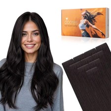 DOORES Invisi Edge Human Hair Extensions Tape in, Natural Black 10pcs Injection