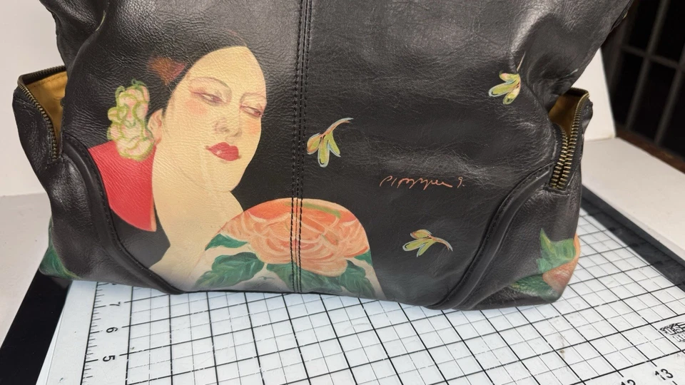 Bolso de Hombro ICON Los Angeles Cuero Negro y Multi Mujer Floral. Oro Foto 3 de 4