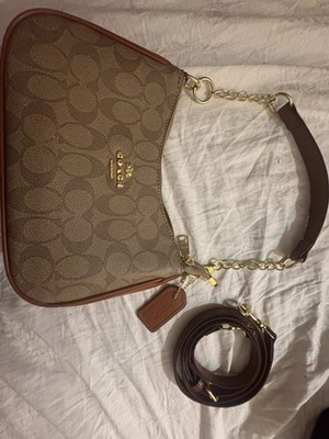 COACH Teri Shoulder Bag In Signature Canvas Gold/Tan/Brown New Outlet