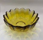 Vintage 1960's Gold Blenko Large 10.5" Petal Bowl Art Glass