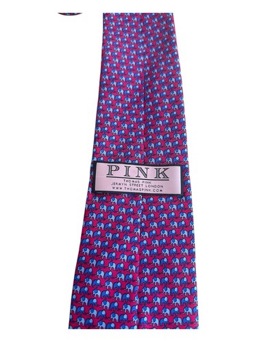 Thomas Seidenkrawatte rosa Elefant rosa und blau Made in England Herren " - Bild 4 von 8