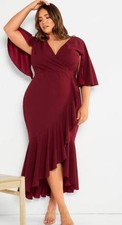 Shein Dress Maroon Burgundy XL  Cocktail Formal Ruffle Mother Of The Bride Groom
